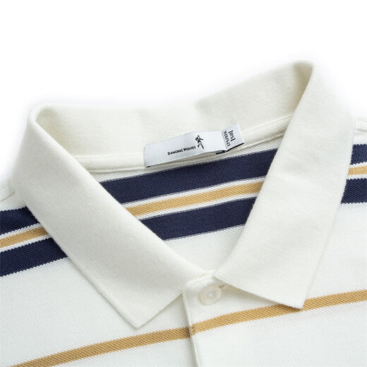 Dances with Wolves [100% Cotton] Summer Fashion Striped Commuting Short-Sleeved Men's POLO Shirt 803 White 175