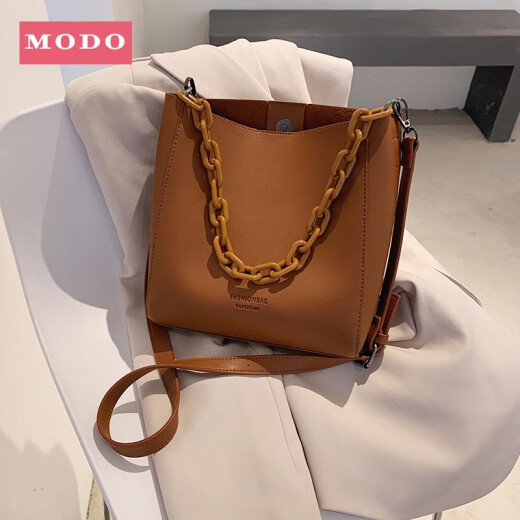 [MODO] Candy Diary Retro Bag Women's 2022 Autumn and Winter New Trendy Large Capacity Internet Celebrity Single Shoulder Chain Bag Versatile Crossbody Bucket Bag Coffee Color