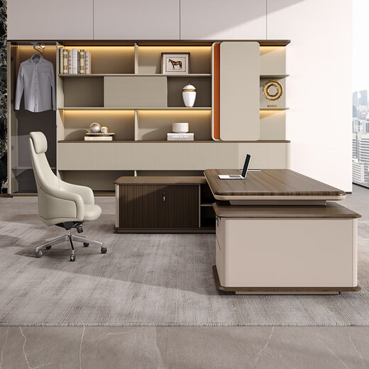 Guangdong Hui boss desk office desk and chair combination simple modern light luxury high-end leadership office chairman and president desk 2.4 meters boss table + boss chair