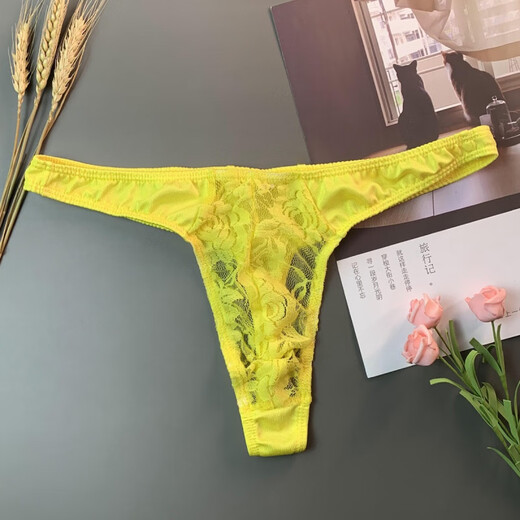 Long Night Men's Sexy Underwear Abnormal Lace T-string Men's Sexy See-through Men's T-string Pants Green One Size