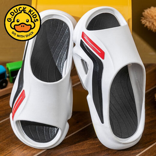 G.duck children's slippers boys summer indoor home big children non-slip outer wear sports slippers boy E300-white blue 36-37