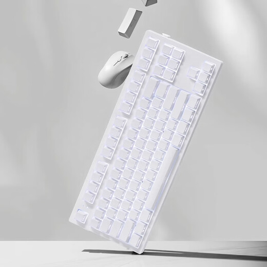 Belly Spirit MK870Pro Pure White White Wired Bluetooth Bluetooth Mecánico Teclado Mecánico Oficina personalizada Juego de Sports Silent 87 Teclas de tres modos Pro + Pure White Lading Lading Ktt Tea Scroll [Wanjin Oil]