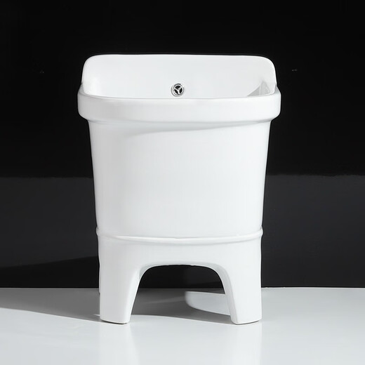 Shiyidi mop pool ceramic mop pool tall four-legged mop pool outdoor balcony mop basin pool with overflow 40CM overflow hole manual drain