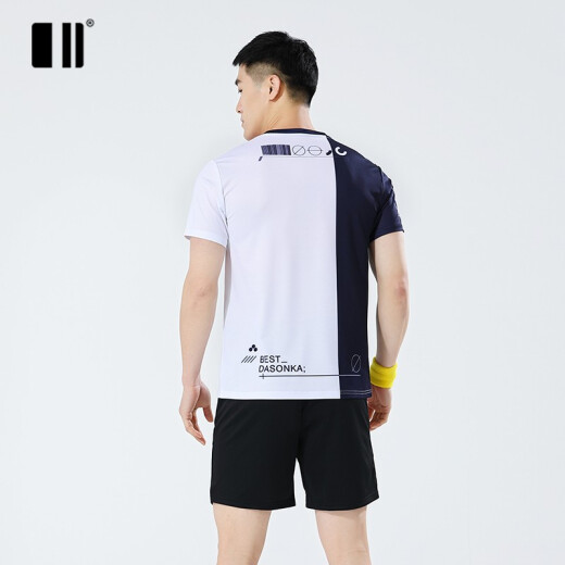 单双号春夏新款羽毛球服套装情侣短袖运动服速干透气团队比赛服 男黑色套装C112121+12241 XL