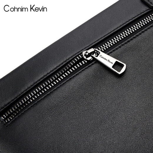 Cohnim kevin奢侈品男士手包手拿拉链男包手抓长钱包送老公男友父亲节生日礼物 c228黑色【时尚休闲】