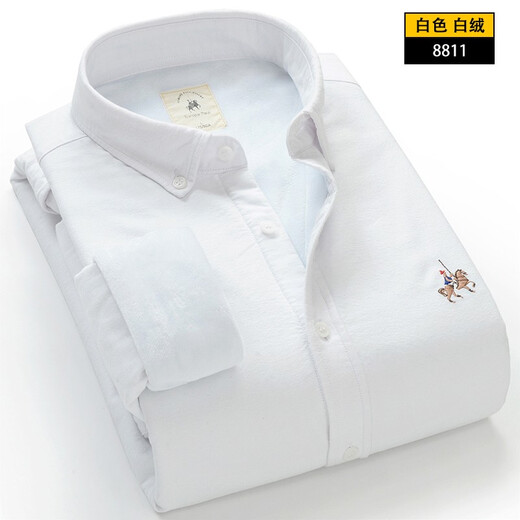 
Colombass winter plus velvet thickened warm shirt men's long-sleeved plaid shirt solid color middle-aged men's business casual pure cotton Korean style trendy shirt 9903 blue gray 40/175/L