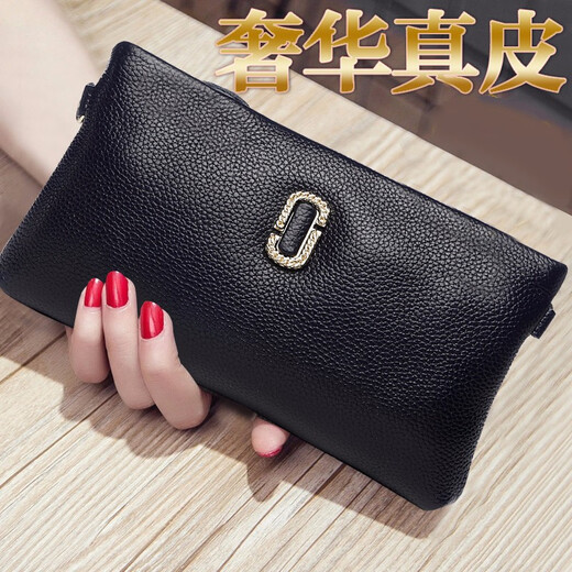 Sephoron Fashionable First Layer Cowhide Shoulder Bag for Women 2025 New Genuine Leather Small Clutch Wallet Mini Clutch for Mobile Phone Black