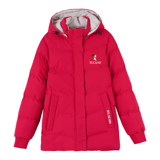 Woodpecker (TUCANO) women's winter new warm hooded jacket small cotton jacket plus velvet thickened cotton coat slimming middle-aged and elderly mother's wear brick red L recommended 95-110 Jin Jin equals 0.5 kg