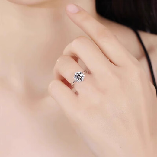 Genuine PT950 platinum diamond ring for men and women, diamond ring, platinum ring, proposal, gift for girlfriend and best friend, six-claw plain ring, light luxury model, 1 carat, adjustable opening, closed contact customer service for remarks