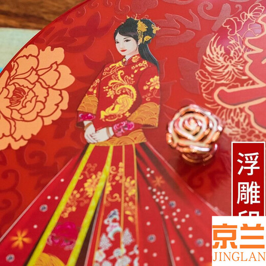 erisi分格瓜子盘干果收纳盒结婚干果盘客厅糖果盒家用用品红色带盖婚庆 6172红色果盒