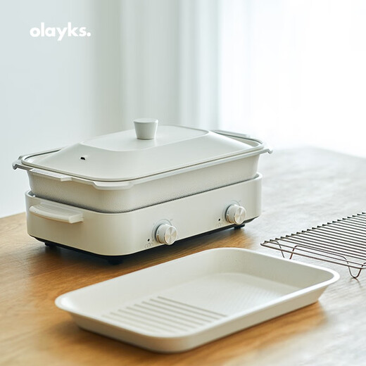 Olayks instant multi-purpose cooking pot multi-purpose pot electric hot pot household shabu-shabu all-in-one shabu-shabu split electric baking pan