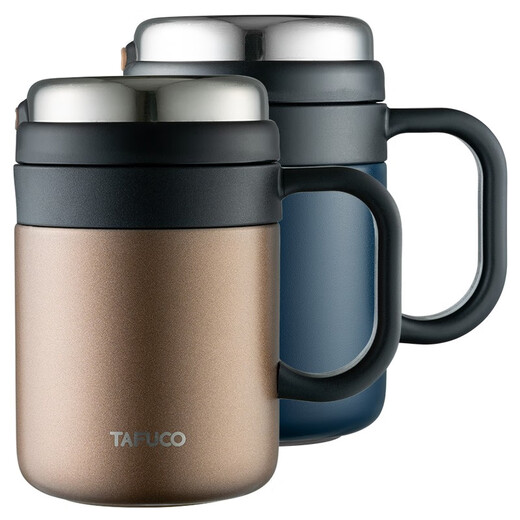 日本泰福高（TAFUCO）316不锈钢保温杯男女士办公泡茶有茶隔带把手泰迪皮卡丘系列 6172香槟金-500ml