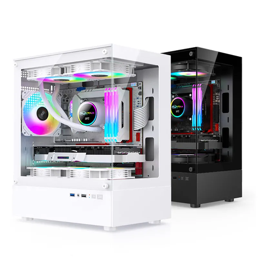 Mingsu Jizhi Titan PRO Computer Case Gaming Power Supply (Side Transparent/Support ATX/Wide-body Gaming Computer Case/Support Long Graphics Card/Backline) Xuanwu MINI Panoramic Room-White