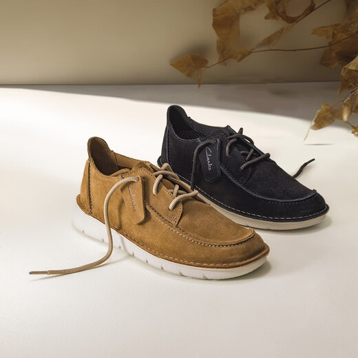 Clarks Qileqiu Mountain Series Spring and Summer Comfortable Lightweight Breathable Fashion Lace-up Casual Sports Shoes Leather Shoes Men's Casual Shoes Black 261709267 41.5