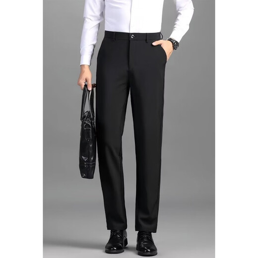 Suit trousers for men in autumn, thin, professional formal wear, slim fit, anti-wrinkle, no ironing, straight-leg suit trousers, light luxury casual trousers, black 31 (115Jin Jin is equal to about 0.5kg)