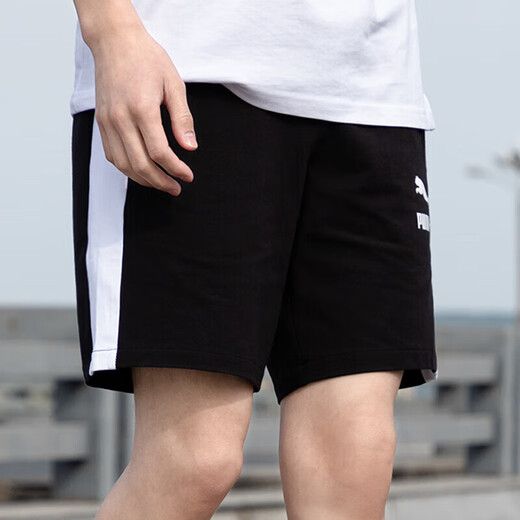 PUMA official shorts men's 2025 new breathable quick-drying sports pants casual loose running fitness pants five-quarter pants 531358-01/T7 splicing S (170/70A)