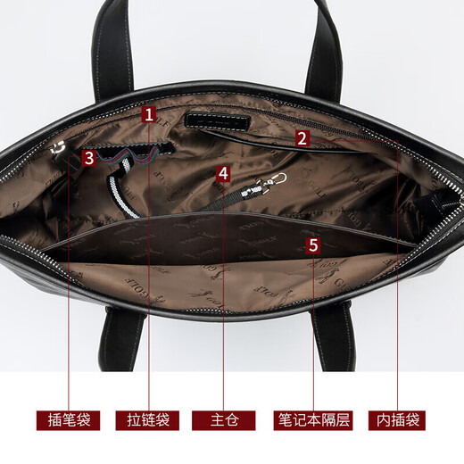 Golf (GOLF) briefcase men's business first-layer leather handbag large-capacity computer bag fashionable horizontal shoulder crossbody bag