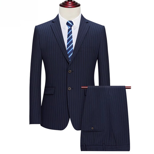 JEEP costume de costume en laine pour hommes d'âge moyen professionnel veste de robe de mariée formelle (style 15) ZYXF16835 Marine 48 (170/88A)