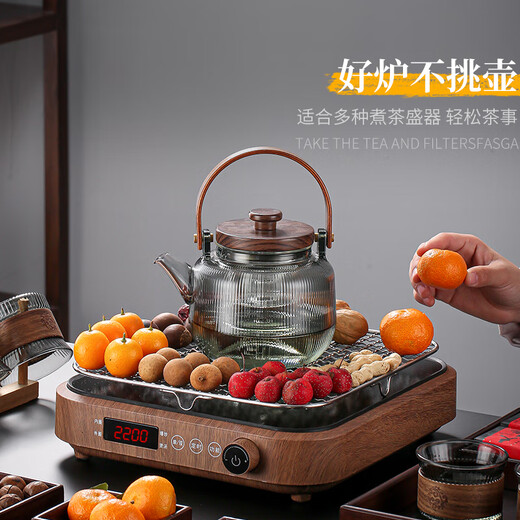 Jiewu glass teapot kettle, teapot, teapot, health teapot, stove, electric ceramic stove, teapot, Fangmu + Cangshan (flat light) + three-piece set 800ml