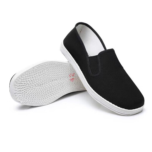 Men's old Beijing cloth shoes, traditional handmade mille-layout cloth shoes, breathable, sweat-absorbent work shoes, soft-soled driving cloth shoes, black 42