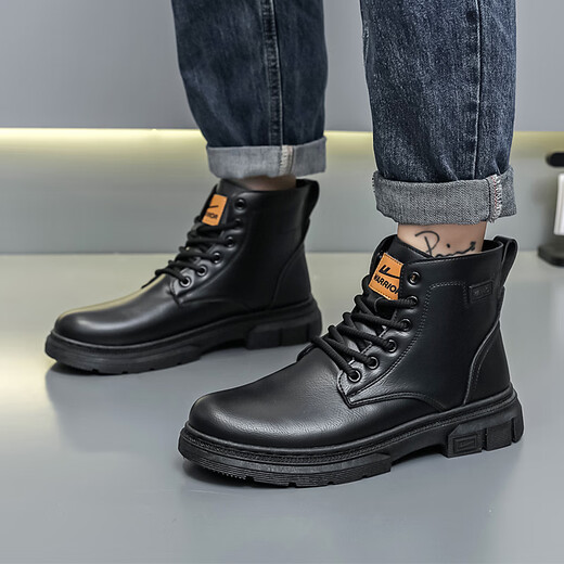 Warrior Martin boots mid-high top casual shoes trendy men's boots versatile men's shoes WXP (WZ)-2140 Black 43