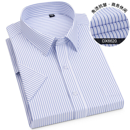 Jinlilai Summer Men's Business Formal Shirt Short à manches courtes sans repasser Boutique de coton à col blanc décontracté.