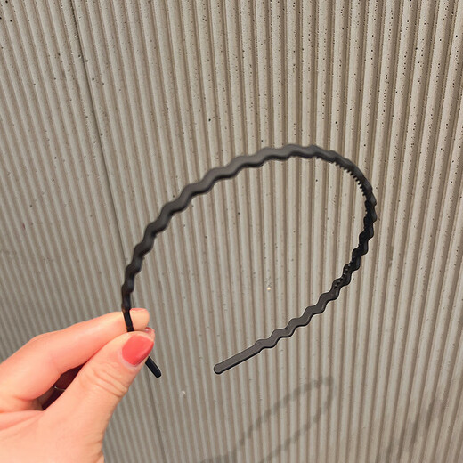 Early frosted wavy thin hair hoop for women's summer all-match bangs hairpin Korean style high skull face hoop hair headband hair accessories black