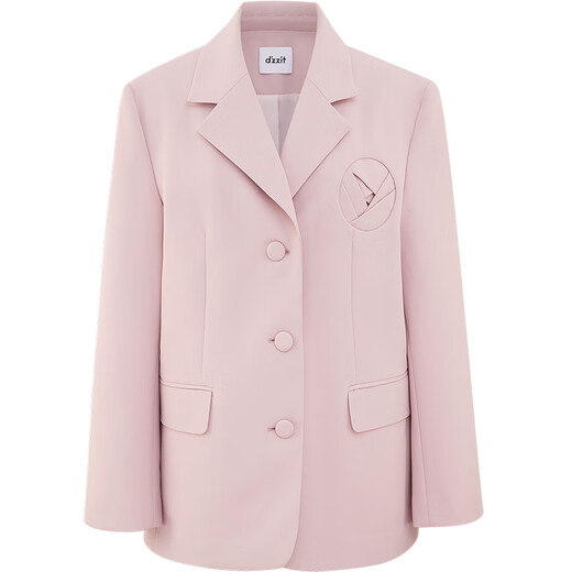 DZZIT地素  春休闲复古垫肩梭织类西装外套女3E1F5051B 粉红色 S
