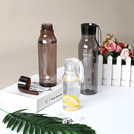 LOCK&LOCK Summer Sports Water Cup Simple Plastic Cup Outdoor Portable Water Bottle Male and Female Student Cup Gray 750ML