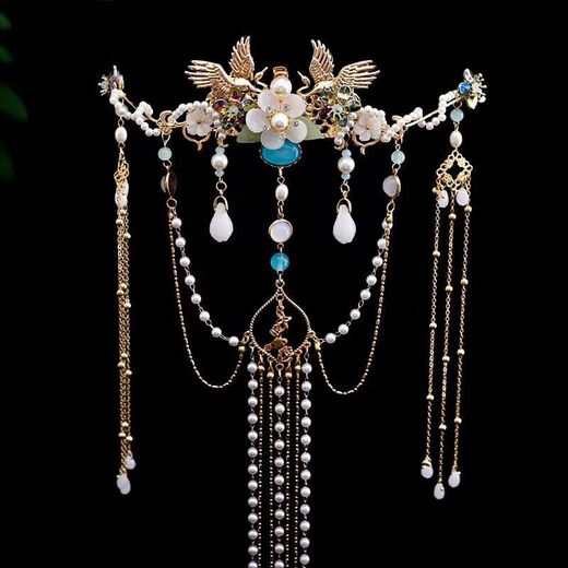 Meng Junchen Ancient Style Hanfu Hair Accessory Linjiang Fairy Hair Crown Lazy Clip Chinese Style Super Fairy Long Tassel Hair Accessory Linjiang Fairy Hair Crown