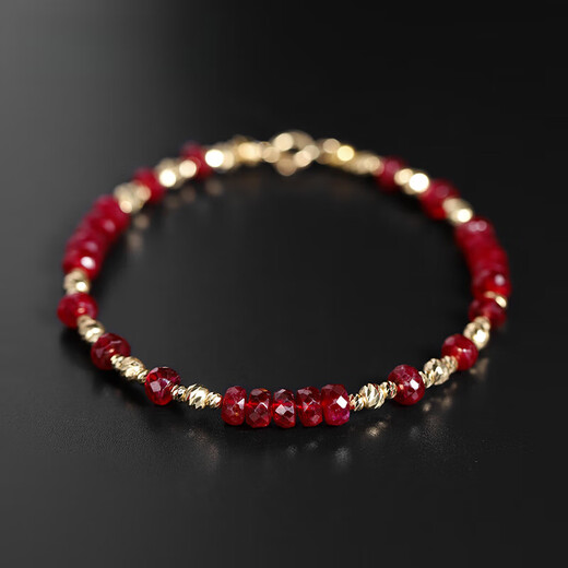 COASZE Starry Pigeon Blood Ruby Bracelet Women's 18K Gold Hand Jewelry Colorful Treasures Chinese Valentine's Day Gift for Wife and Girlfriend Ruby Bracelet 18cm