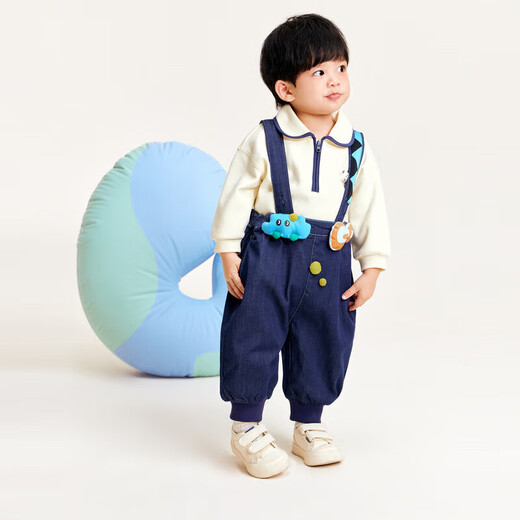 Minibala minibala soft denim boys and girls jeans 2024 baby fashion overalls bloomers