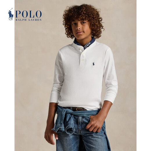 Polo Ralph Lauren Boys Classic Cotton Jersey Henley RL41762 100-White S