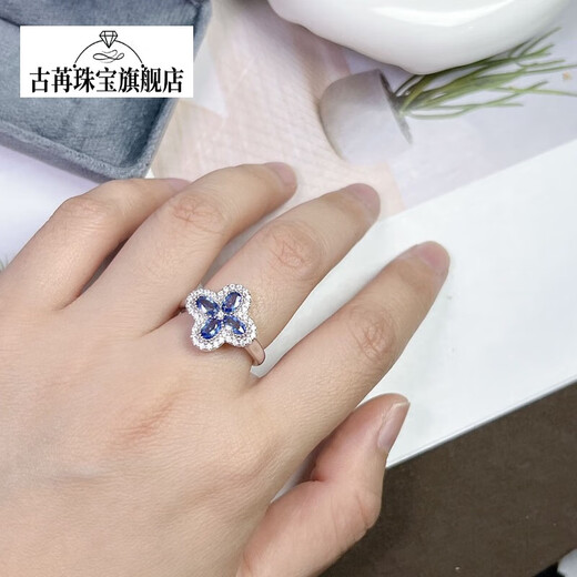 Guran 1.20 carat sapphire ring women's natural colored gemstone jewelry 925 silver inlaid jewelry No. 13