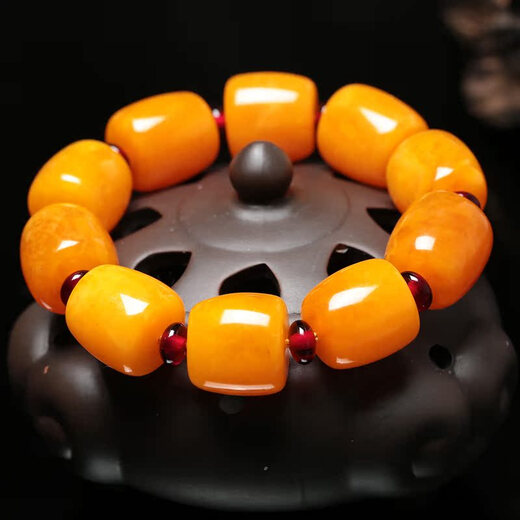 Jinshitong Natural Polish Old Beeswax Bracelet Men's Original Chicken Oil Yellow Amber Bracelet Women's Bucket Beads Style Seven (Men's and Women's Date 0 Carat Beads) Beads