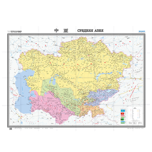 【京仓直营明日达】中亚地图挂图 折叠图 大尺寸（1496mm*1068mm 折