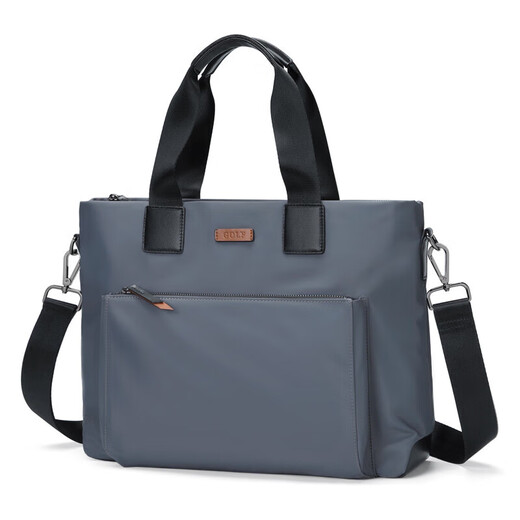 Golf GOLF business briefcase men's large-capacity handbag men's 15-inch laptop bag lightweight casual shoulder crossbody bag horizontal briefcase 5I768317J Gray