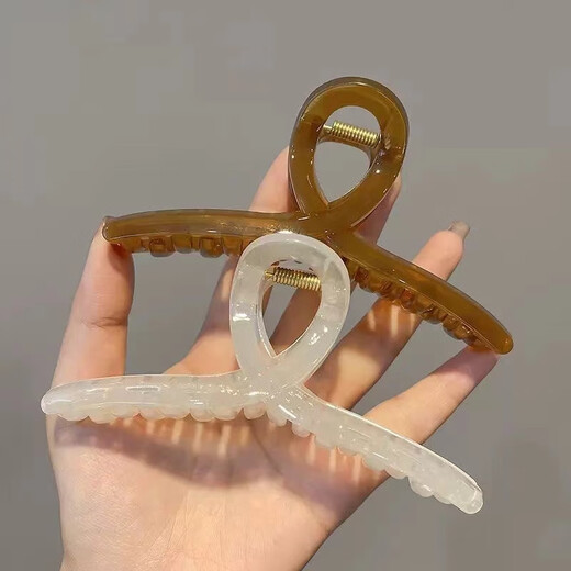 Give your girlfriend a value-for-money multi-piece set of hair clips, acrylic hair ties, high ponytail, camellia heart hair accessories, 2-piece set, 13cm coffee + gray /