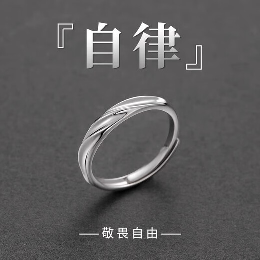 BJYL pure S999 pure silver self-discipline ring men's light luxury tail ring niche vegetarian ring index ring male birthday gift for boyfriend pure silver self-discipline ring electroplating thickening