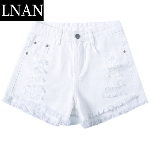 Lnan White Reped Dephings para mujeres 2024 Summer NUEVO VERSATILE VERSATILLO TIEMPO DE LA TIENA HIGA FURA Pantalones de pierna ancha 9903-Código de cintura alta de 28/L Recomendado 100-110Jin [Jin iguala 0.5 kg]