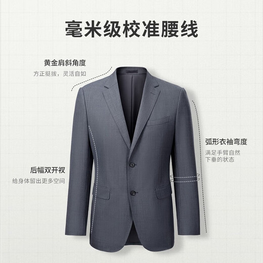 Goldlion suit men's new autumn and winter machine washable wool business formal jacket groom's wedding suit gray-58 56 A suit