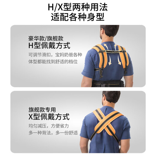 布兜妈妈腰凳婴儿背带前抱式宝宝外出两用坐凳托抱娃神器透气轻便四季通用 艾玛式橙（豪华款）