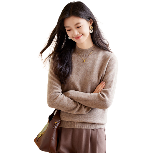 She enjoys half turtleneck 100% pure woolen sweater women's sweater bottoming shirt autumn and winter warm top recommended 100-130Jin Jin equals 0.5 kg