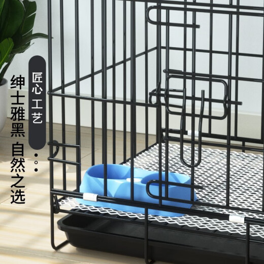 Hanhan Pet Dog Cage Cat Cage Dog Cage Small Dog Cage With Toilet Puppy Folding Portable Cat Cage Pet Cage Rabbit Cage Black Front Disk Dog Wire Cage 70*50*60cm