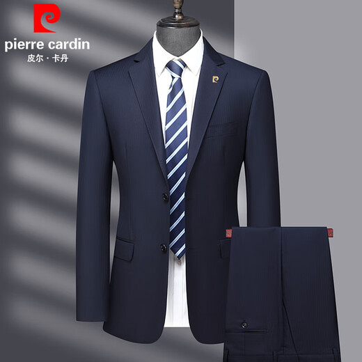 Pierre Cardin Spring Wool Suit Men's High-end Middle-aged Men's Business Formal Wedding Suit Black MY7001 Style 170 Size Recommended 100Jin Jin is equal to 0.5kg -120Jin Jin is equal to 0.5kg