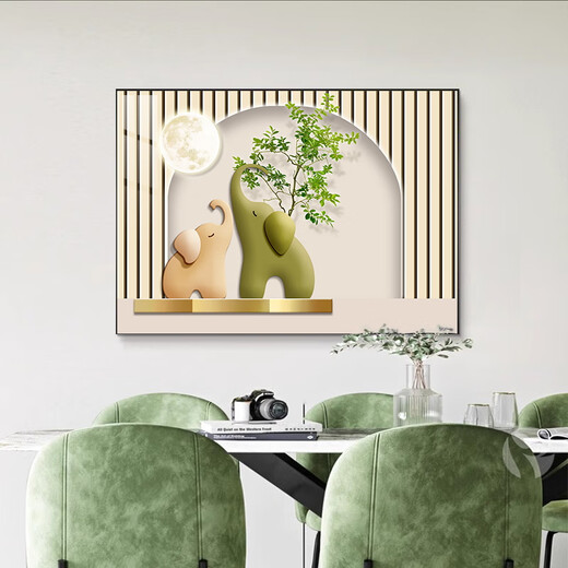 Mo style restaurant decorative painting modern minimalist dining room banner hanging painting light luxury dining room background wall kitchen mural no punching three meals four seasons 60*40cm crystal porcelain