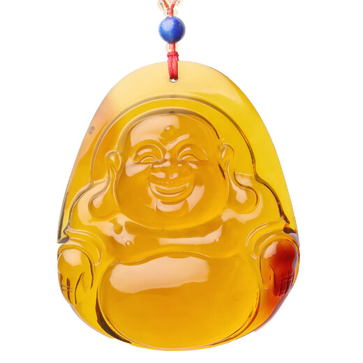 DR GRAFFCARNY Big Belly Maitreya Buddha amber pendant for men and women, Laughing Buddha amber pendant with lanyard, solitary item. With lanyard, solitary item.