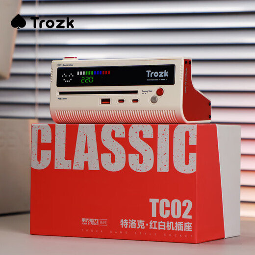 Trozk punk power red and white machine socket anti-surge multi-functional dormitory desktop wiring board fast charging plug board USB converter drag line board classic red and white 45W