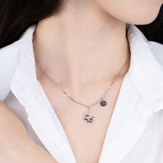 Ming brand jewelry platinum necklace Pt950 white gold cute unicorn chain clavicle chain women's model BFR0084 about 42+3 cm about 6.07 grams