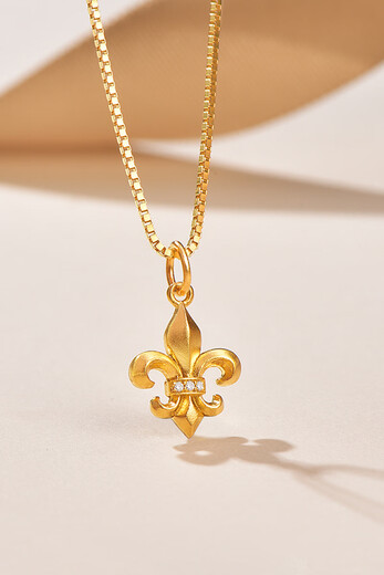 Laishen psychic handed down gold and gold pendant diamond necklace wedding three gold iris birthday gift pendant + silver chain